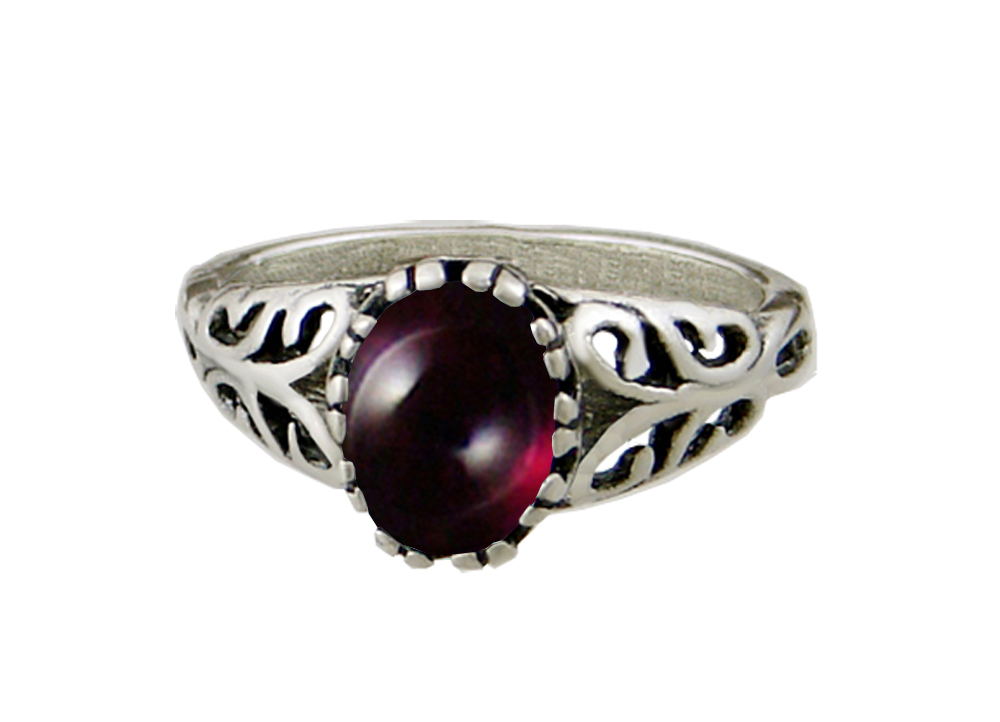 Sterling Silver Filigree Ring With Garnet Size 6